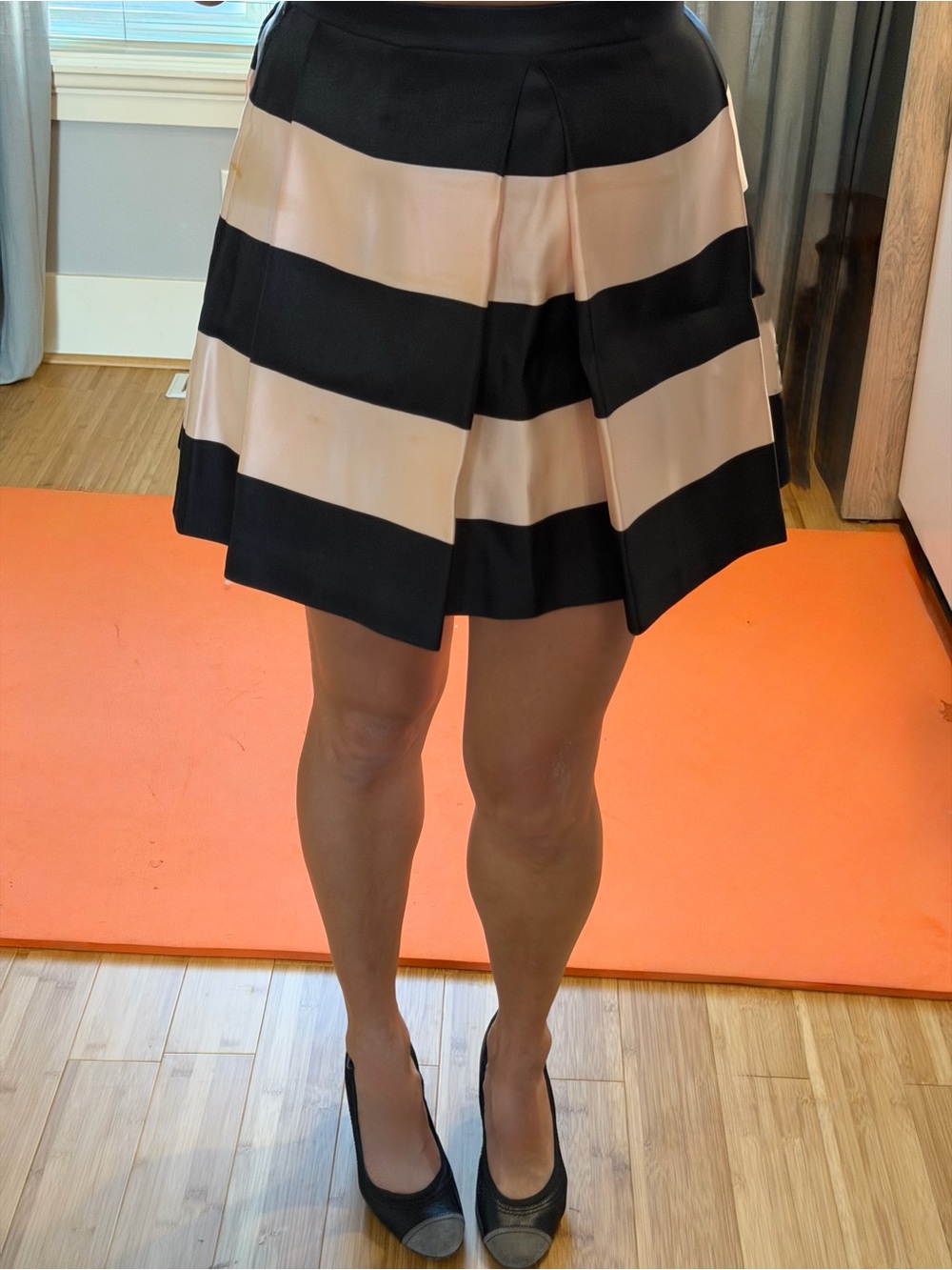 Christian Dior Silk Striped Black and Cream Mini Skirt